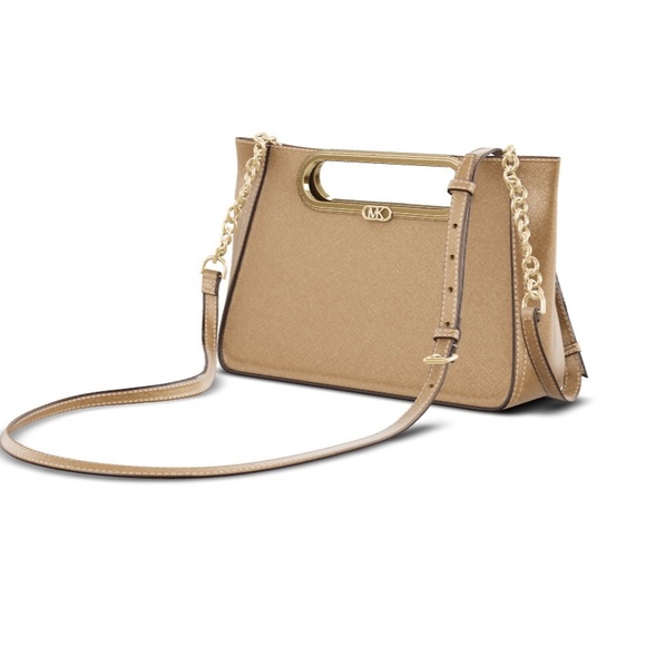 Michael Chelsea Large Leather Convertible Clutch Pale Gold - Picture 10 of 10